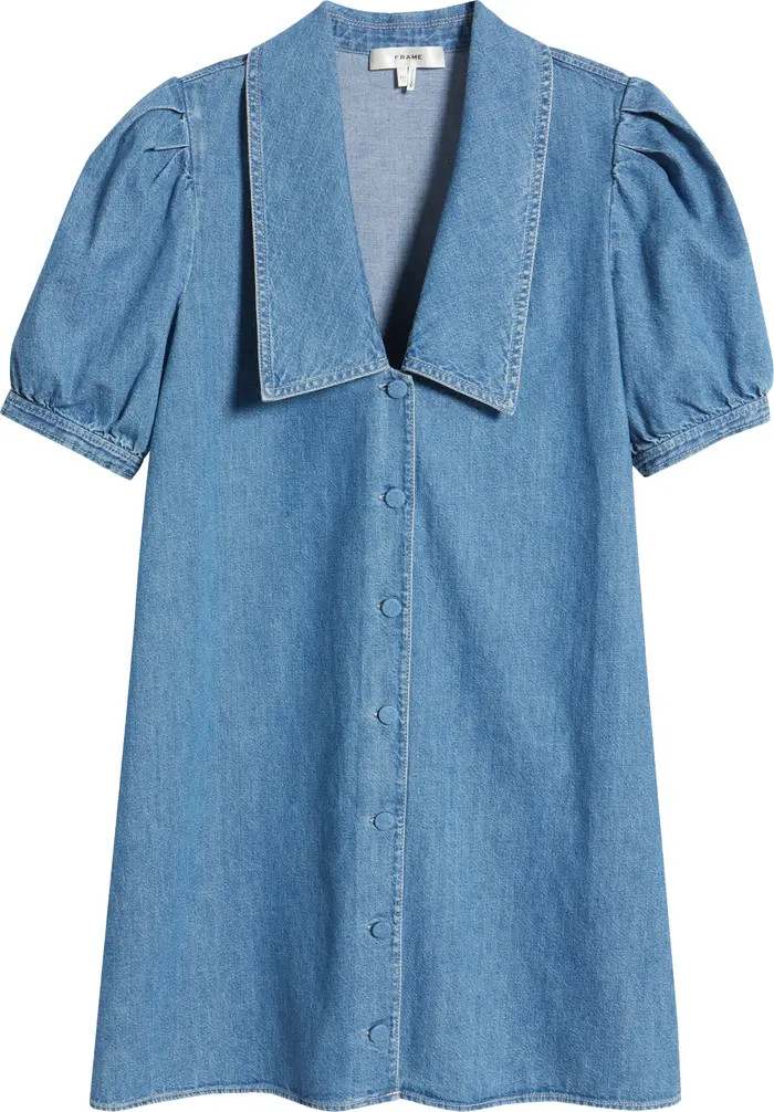 FRAME Sailor Puff Sleeve Denim Minidress | Nordstrom | Nordstrom