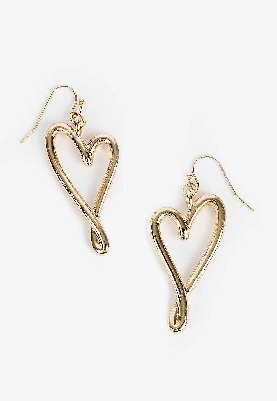 Gold Asymmetrical Heart Earrings | Maurices