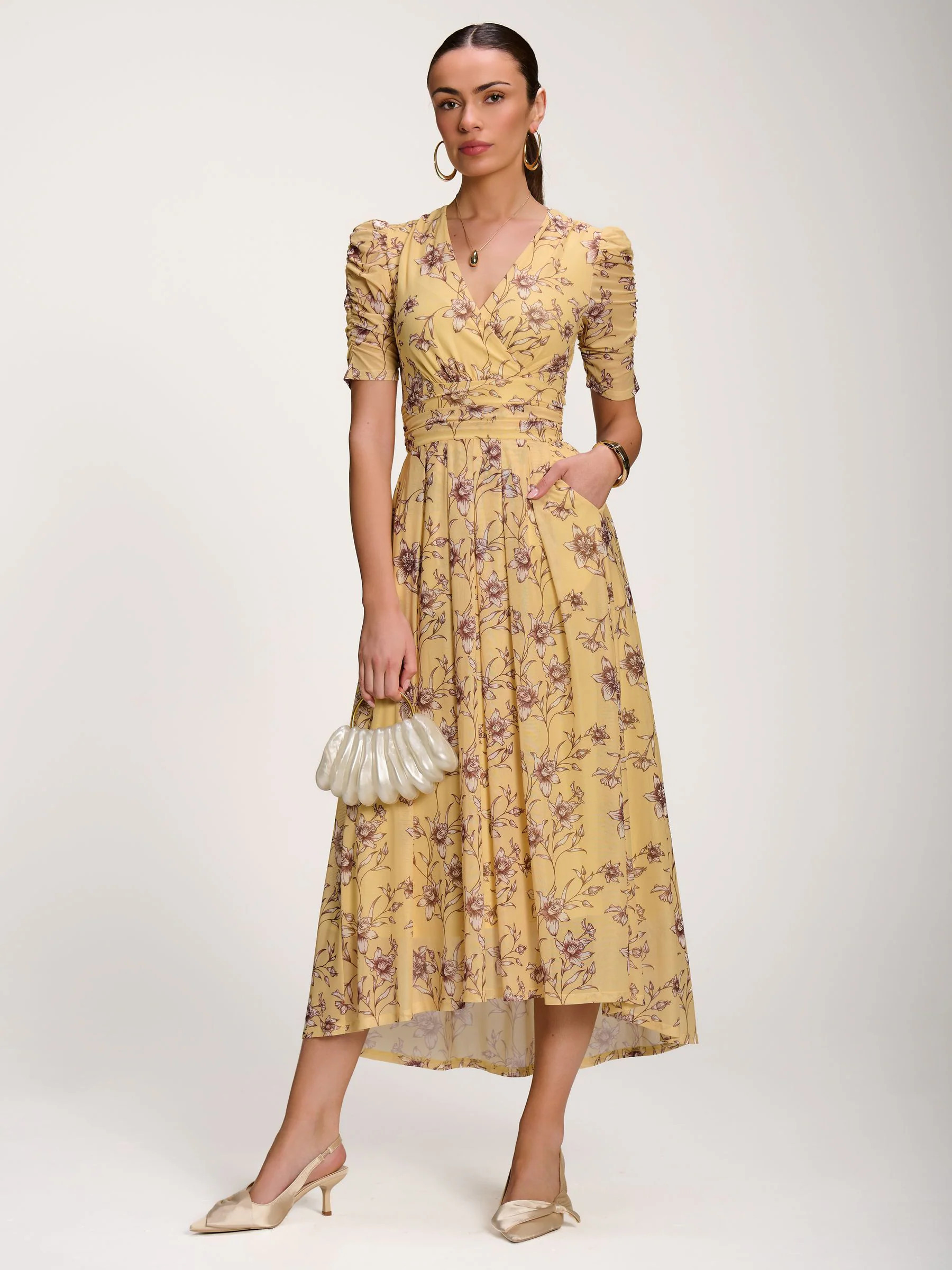 Jolie Moi Jolie Moi Yellow Floral Print Mesh Maxi Dress | Next US