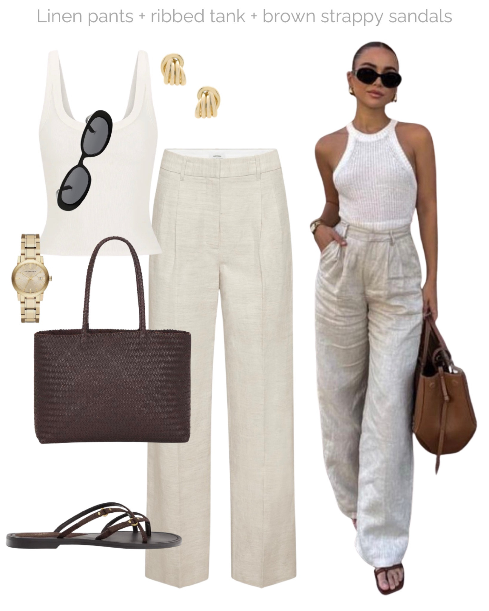 Chic spring and summer outfit formula with tailored linen pants 🤍

Tags: aritzia linen trousers, madewell woven tote bag, dissh tank top, Zara strappy sandals, le specs sunglasses, capsule wardrobe 

#LTKWorkwear #LTKootd #LTKgrwm