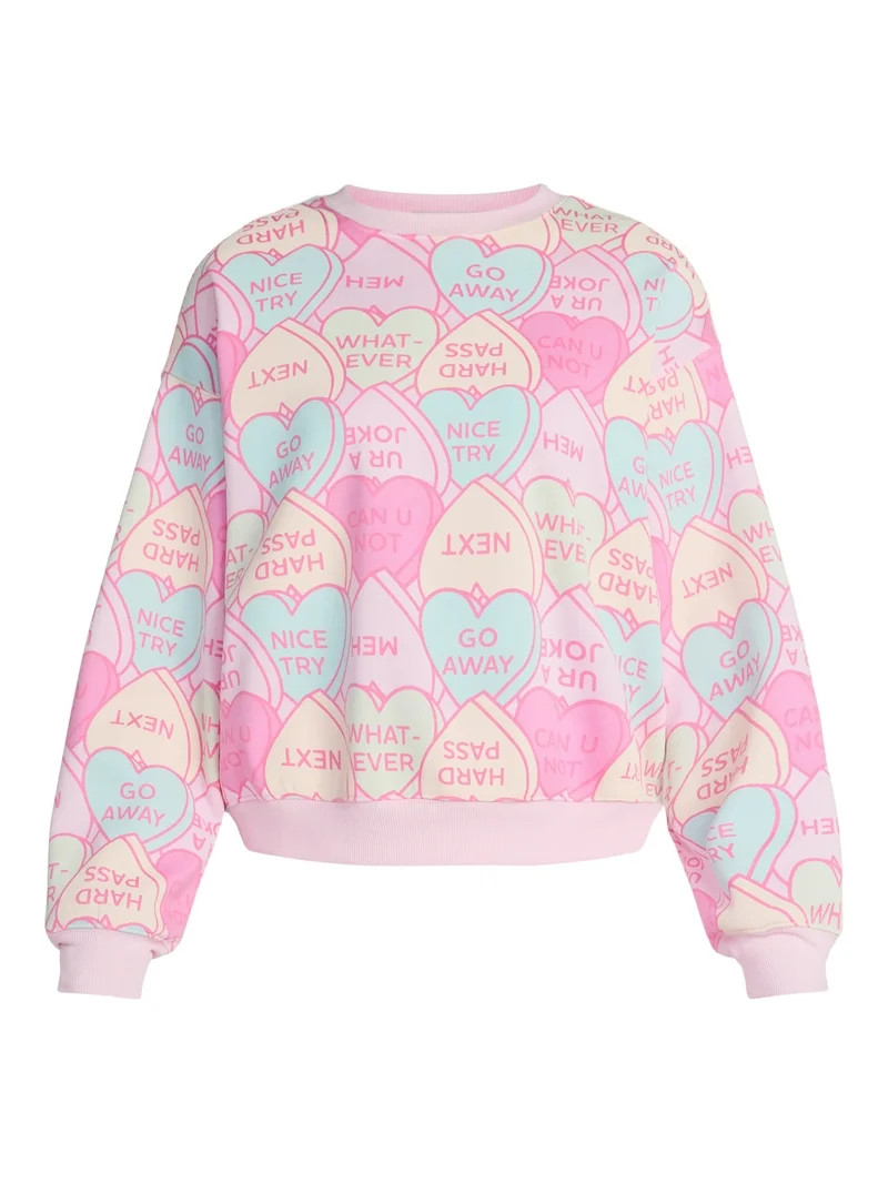 Candy Hearts Women's Graphic Sweatshirt with Long Sleeves, Sizes XXS-XXL | Walmart (US)