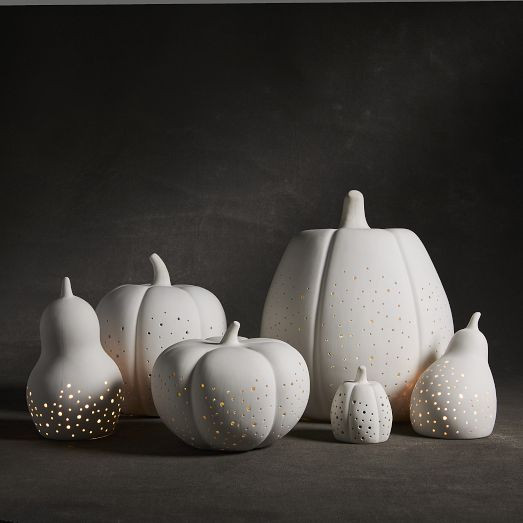 Pierced Porcelain Pumpkin, Extra Large, White | West Elm (US)