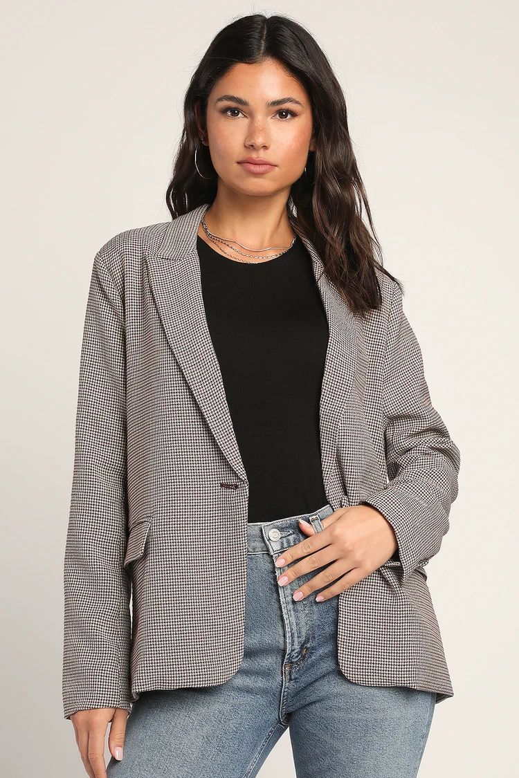Perfect Practice Taupe Houndstooth Blazer | Lulus (US)