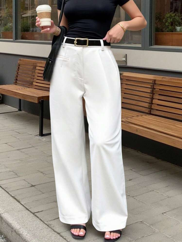 INAWLY Women's Casual & Comfortable Solid Color Suit Pants Fall Cloth For Women | SHEIN