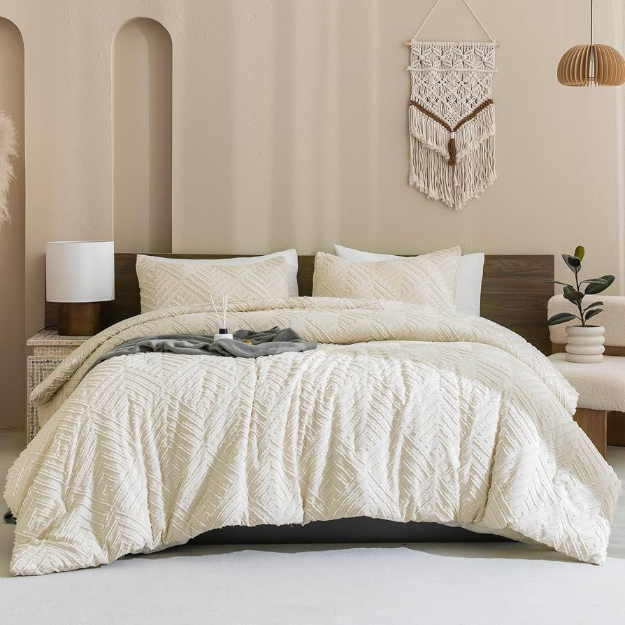 Andency King Size Comforter Set Beige, 3 Pieces Boho Bedding Comforters & Sets, All Season Soft T... | Amazon (US)