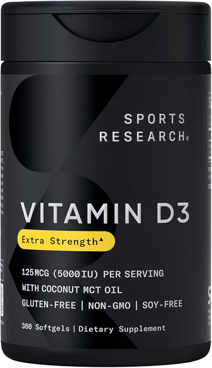 Sports Research Vitamin D3 5000 IU with Coconut MCT Oil - High Potency Vitamin D Supplement for I... | Amazon (US)