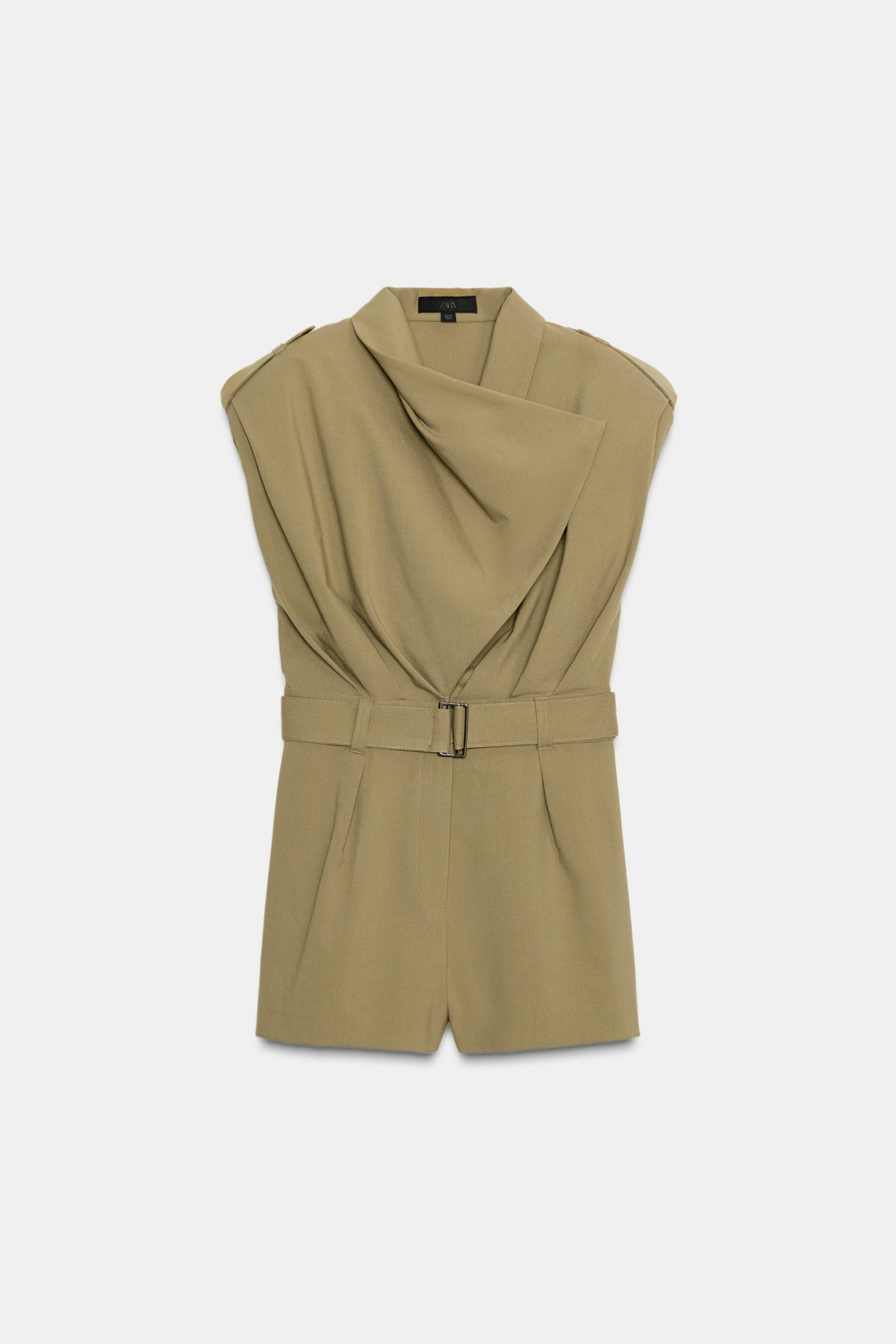 SHOULDER PAD PLAYSUIT WITH BELT | Zara UK