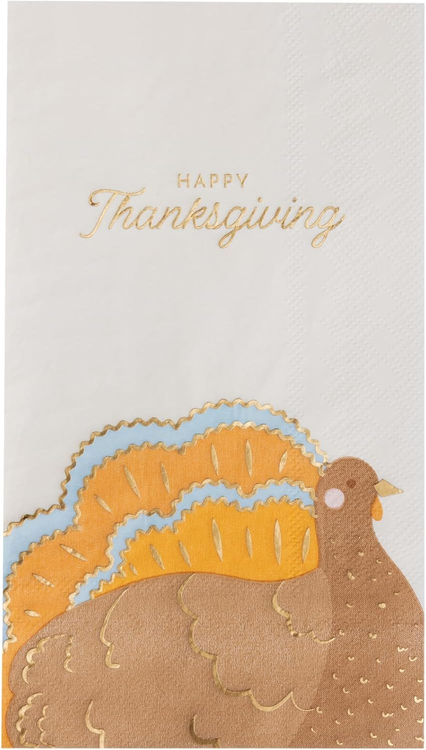 Bonjour Fête Charming Turkey Paper Party Guest Towels | 3-Ply Large Napkins for Thanksgiving, Fall Entertaining & Friendsgiving | Premium Decor | Party Supplies | Pack of 20, 4.25" x 7.75" | Amazon (US)