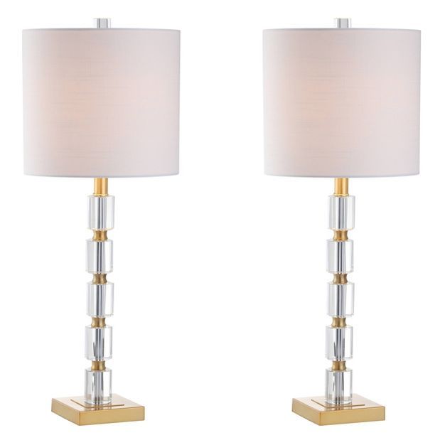 (Set of 2) 28.5" Crystal Claire Table Lamps (Includes LED Light Bulb) Clear/Brass - JONATHAN  Y | Target