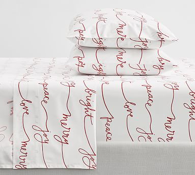 Sentiment Percale Sheet Set | Pottery Barn (US)