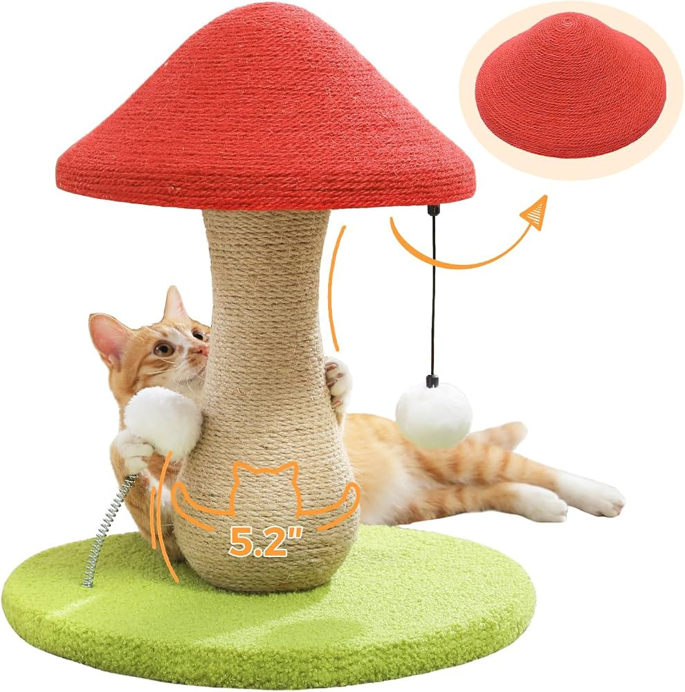 PETEPELA Mushroom Cat Scratching Post, Cat Scratcher Cute with 100% Sisal Covered Scratching Post... | Amazon (US)