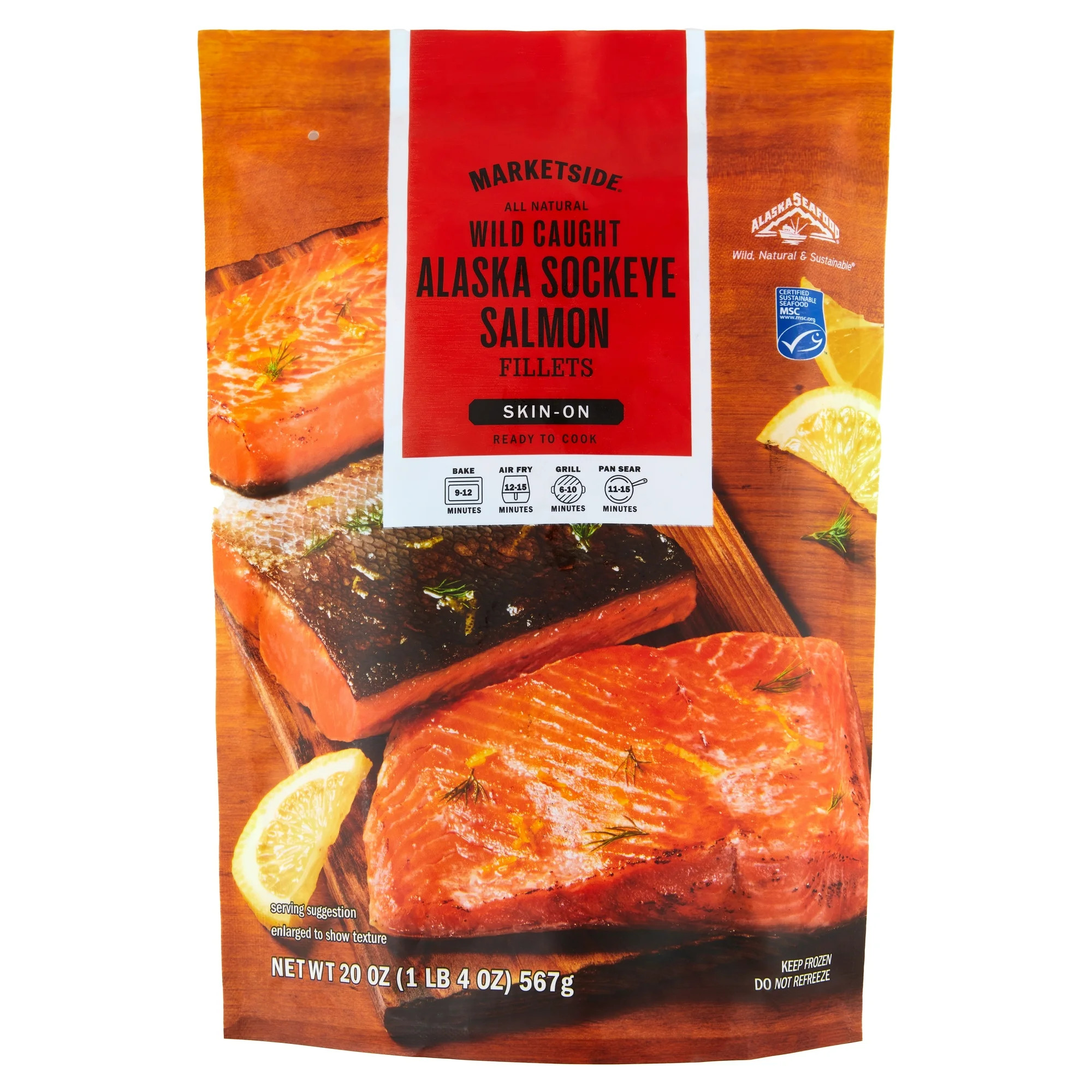 Marketside Wild Caught Skin-On Alaska Sockeye Salmon Fillets, 20 oz (Frozen) | Walmart (US)