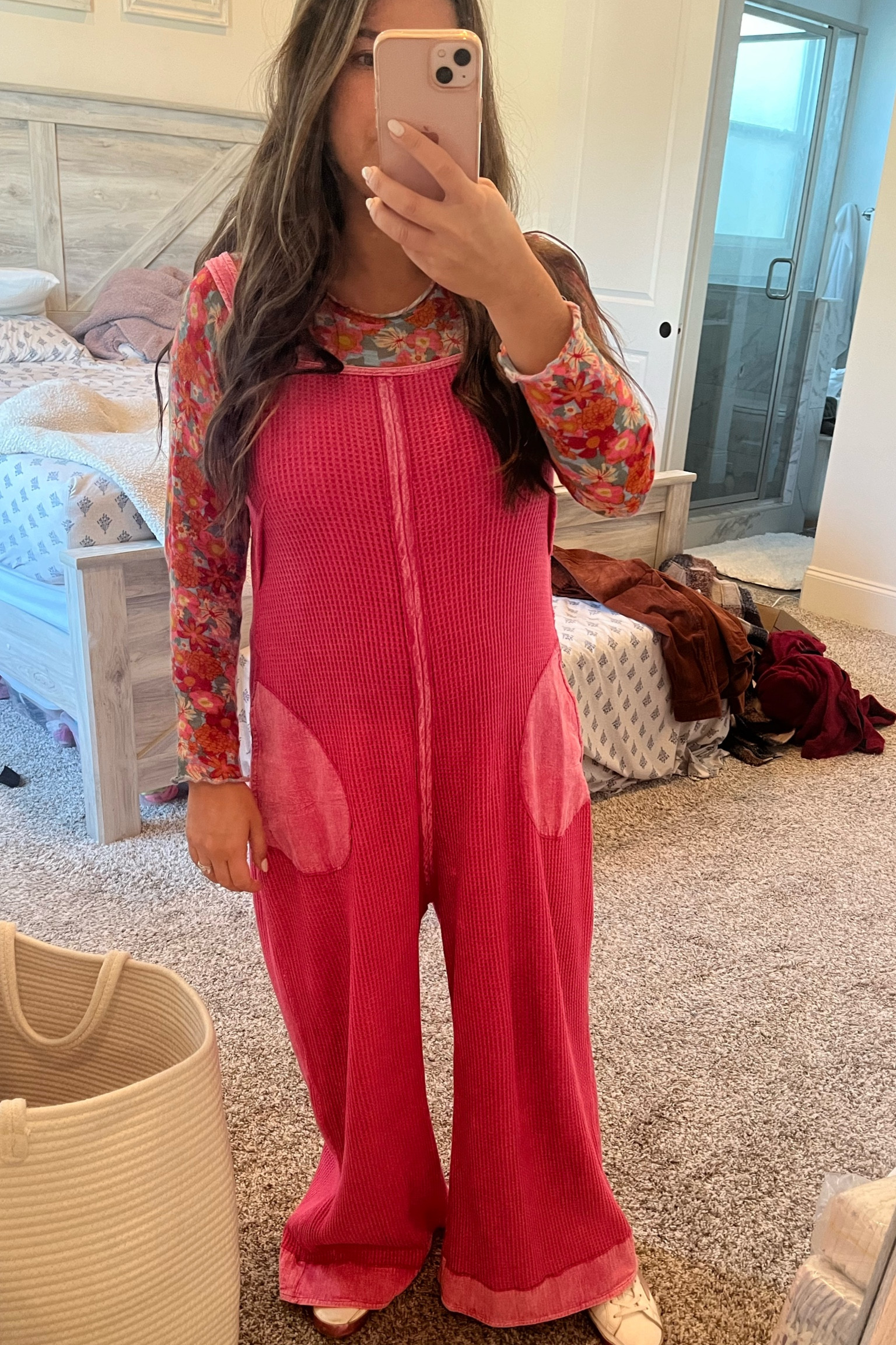 Waffle jumpsuit! Pink jumpsuit! Free people dupe! 

#LTKBump #LTKFindsUnder100 #LTKSeasonal
