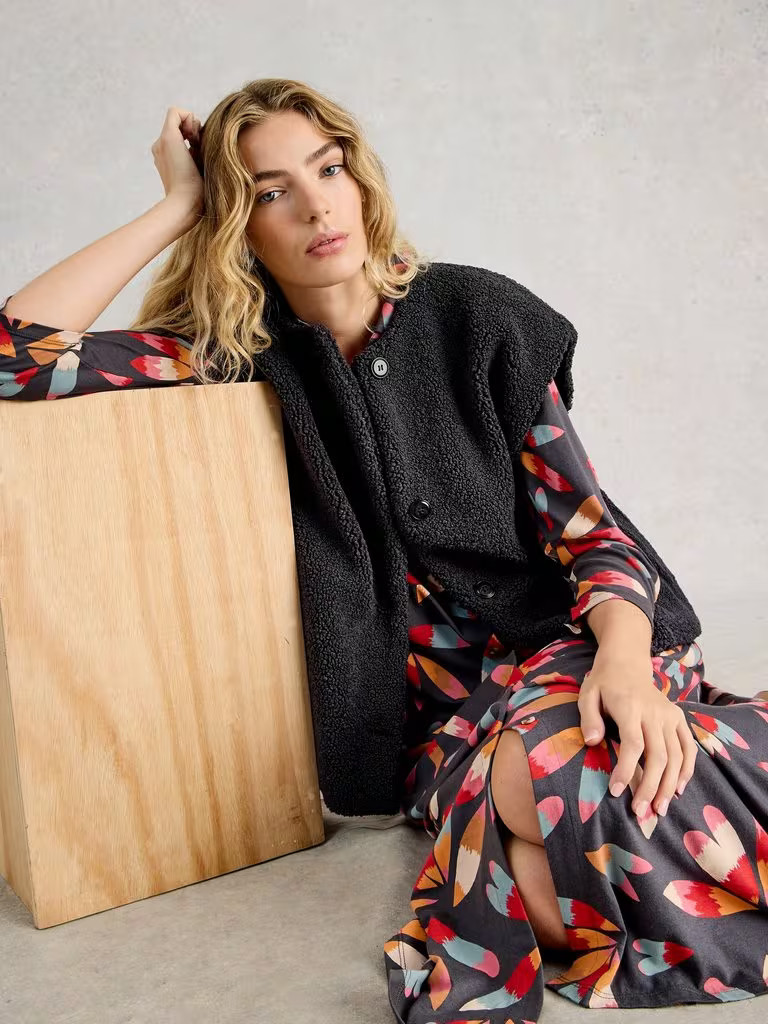 Womens Borg Gilet in CHARCOAL GREY | White Stuff UK