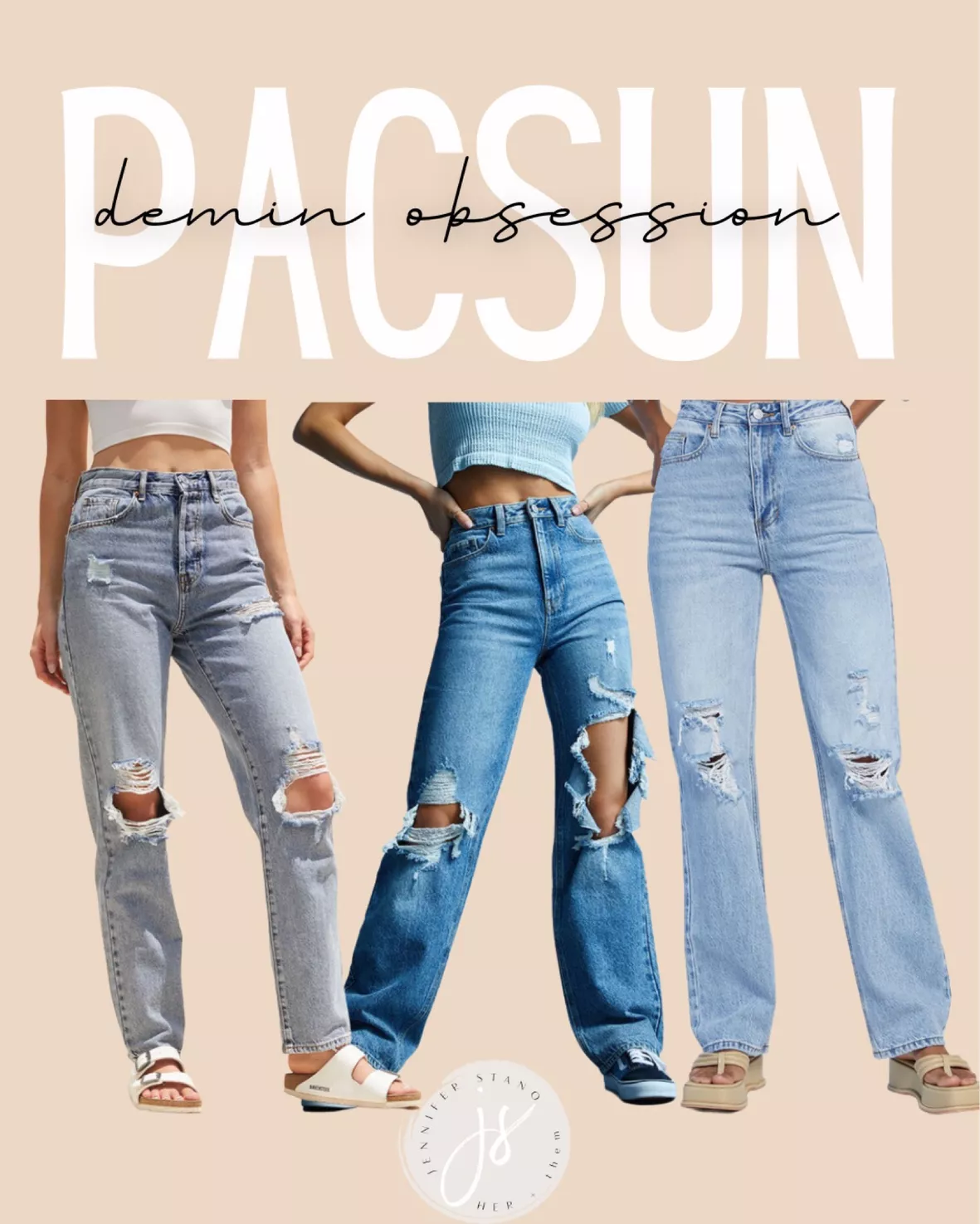 PacSun Medium Blue High Waisted Straight Leg Jeans