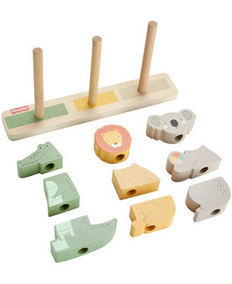 Fisher Price Wooden Stack and Sort Animals Baby and Toddler Toy, 10 Wood Pieces - Macy's | Macy's