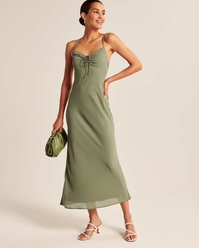 Women's Cinch-Front Maxi Dress | Women's New Arrivals | Abercrombie.com | Abercrombie & Fitch (US)