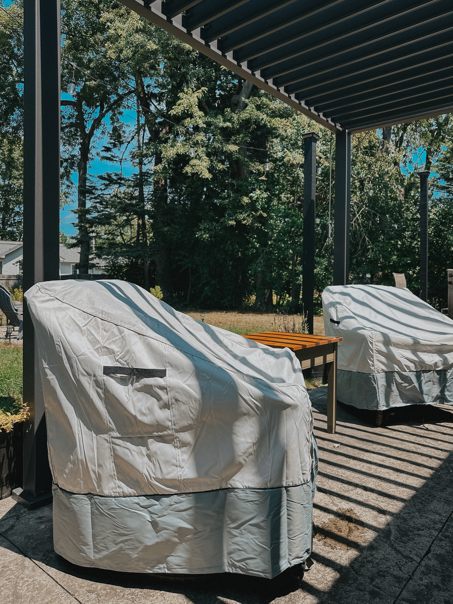Amazon outdoor furniture covers! Keep your furniture safe from the sun, snow, rain and wind. Each cover has straps that clip to help the covers stay on, ties and handles. Lightweight, and have been keeping our furniture pristine! 

Also loving our Amazon louvered pergola!  

#LTKHome #LTKFindsUnder100 #LTKFindsUnder50