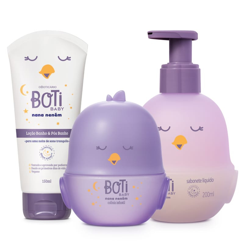 Combo Boti Baby Nana Neném: Desodorante Colônia 100ml + Sabonete Líquido 200ml + Hidratante Co... | oBoticario (BR)