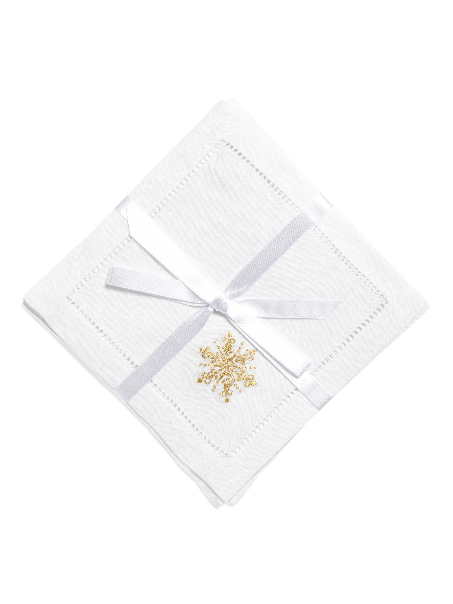 Set Of 4 Hand Embroidered Snowflake Cocktail Napkins | Entertaining | Marshalls | Marshalls