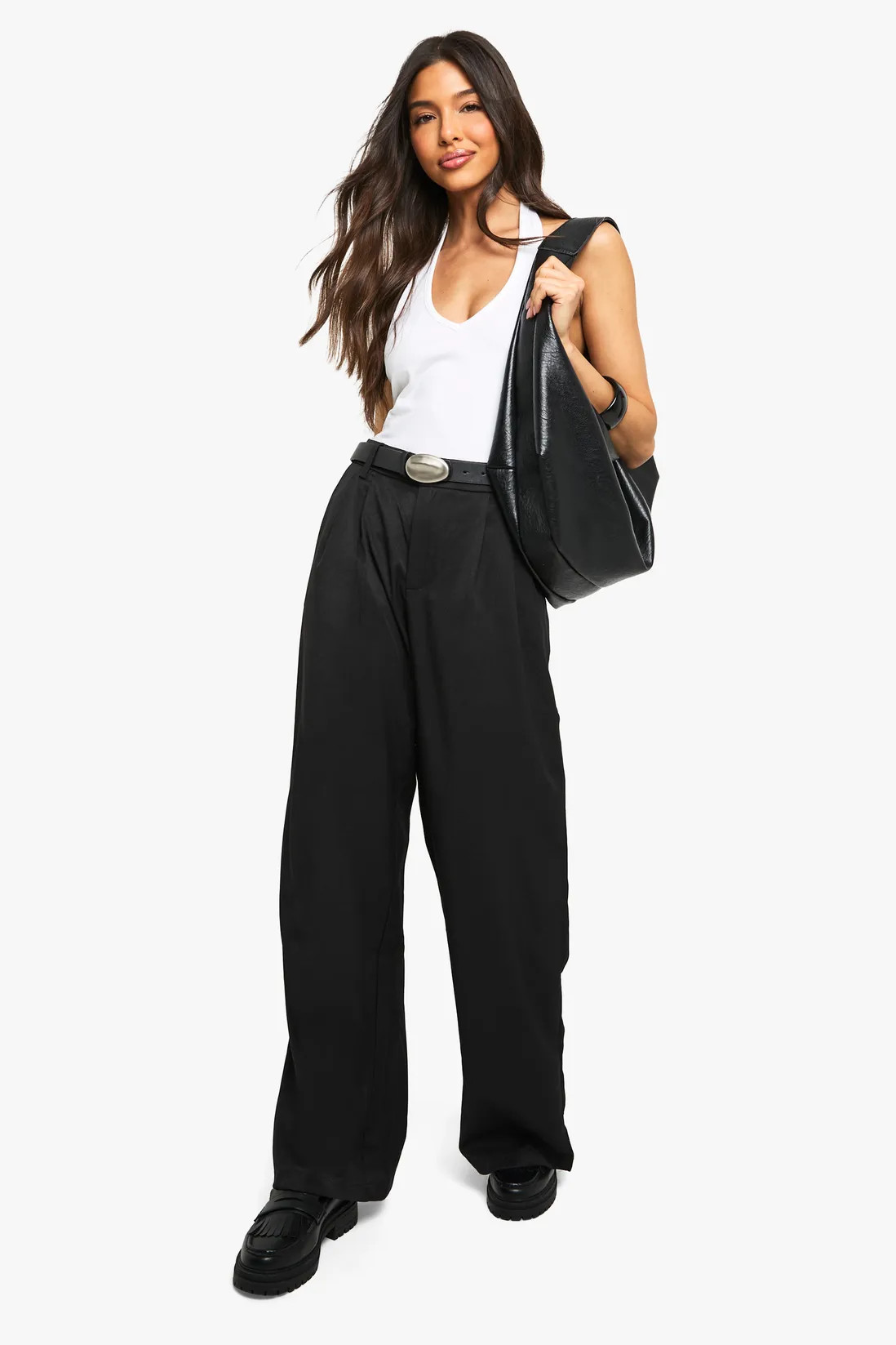 Tailored Woven Straight Leg Trousers | boohoo (US & Canada)