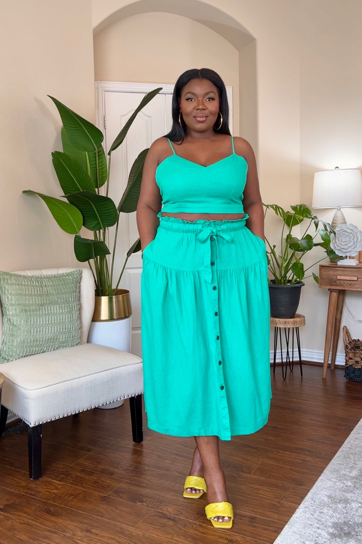 #paidlink Just got my hands on this fun and flirty crop top set, and I'm absolutely in love! The spaghetti strap bra tank top paired with the button-down skirt makes the per pair! The material is soft and breathable, making it perfect for those warm, sunny days. I'm obsessed with the skirt's tie at the waist and the added bonus of pockets - so practical and cute! The fact that it comes in several colors is fantastic, as I'm already planning to grab a few more. This set is the epitome of summer vibes, and I couldn't recommend it enough! #targetpartner

#LTKstyletip #LTKmidsize #LTKplussize