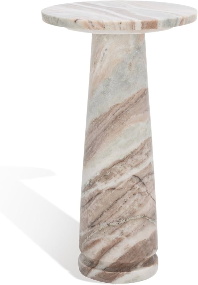 SAFAVIEH Couture Collection Valentia Small Accent Table, Round White and Brown Marble (SFV9704B) | Amazon (US)