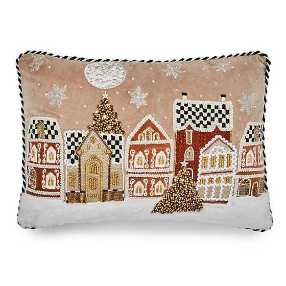 Gingerbread Village Beaded Lumbar Pillow | MacKenzie-Childs