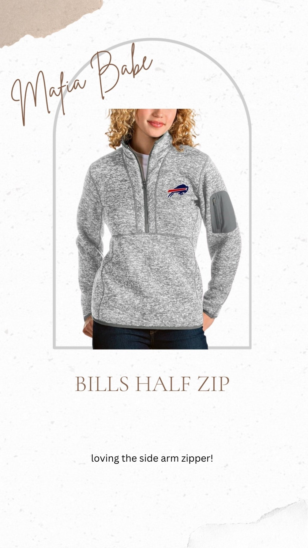 Love the side zip on the arm with this half zip Bills pullover! #buffalobills #footballseason

#LTKOver40 #LTKMidsize