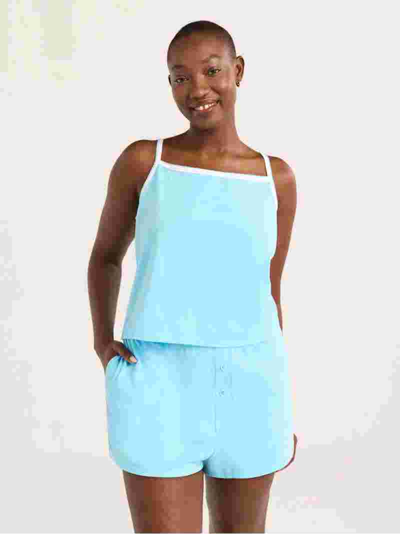 Joyspun Women's Jersey Picot Cami Top and Shorts Pajama Set, 2-Piece, Sizes XS-3X | Walmart (US)