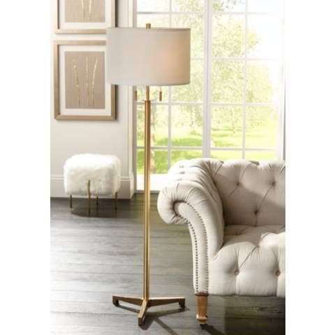 Possini Euro Encino Antique Brass Modern Tripod Floor Lamp | LampsPlus.com