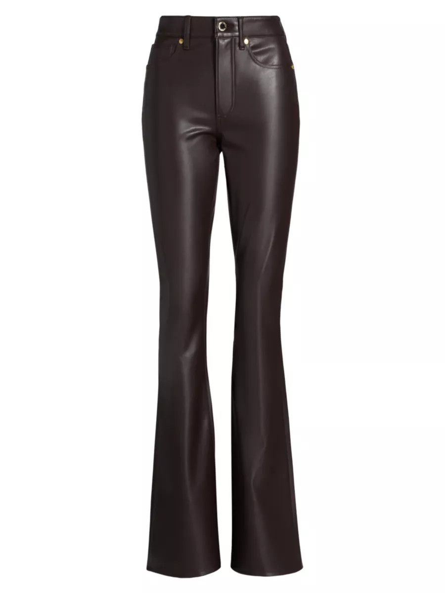 Beverly High-Rise Faux-Leather Flare Jeans | Saks Fifth Avenue