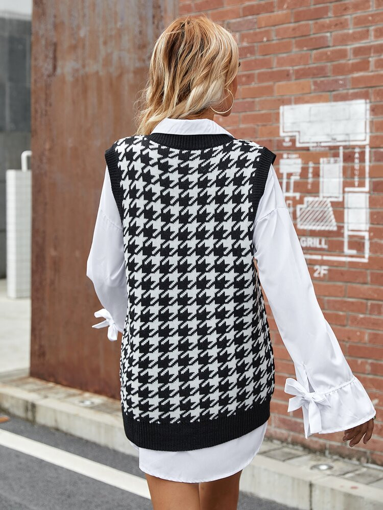 Houndstooth Sweater Vest Without Blouse | SHEIN