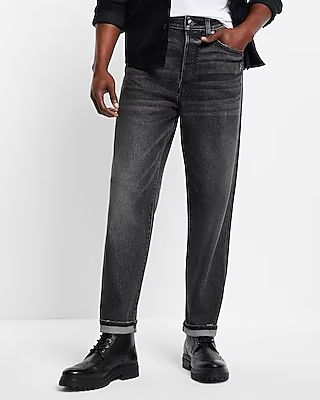 New Relaxed 17" Black Stretch Jeans | Express