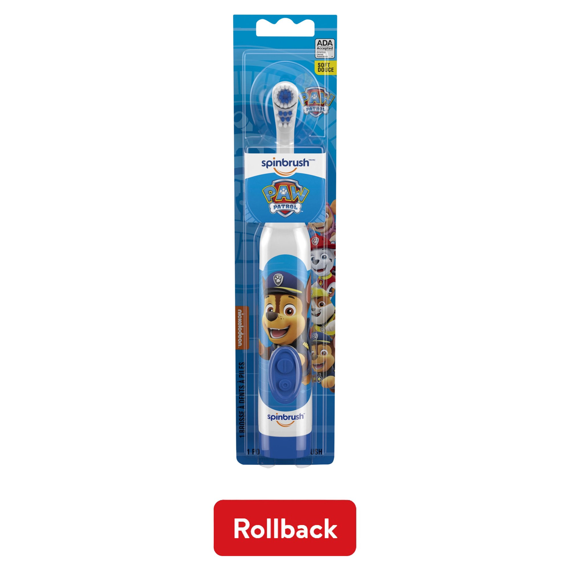 PAW Patrol Spinbrush Kids Battery-Powered Toothbrush, Soft Bristles, Ages 3+, Character May Vary ... | Walmart (US)