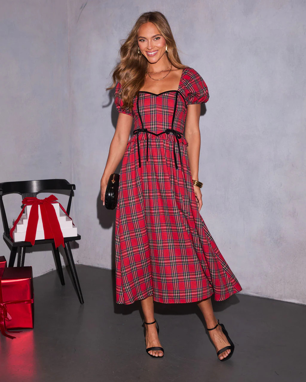 Peppermint Wishes Plaid Maxi Dress | VICI
