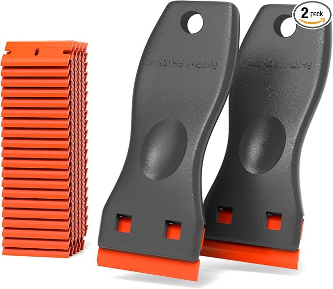Plastic Razor Blades Scraper Tool - 2 Pack Wall Paint Remover with 100 PCS Blades Kit No Scratch ... | Amazon (US)