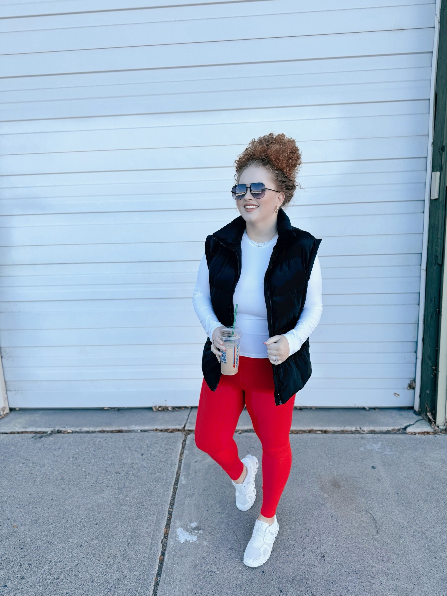 A little pop of red for the holiday season ❤️✨ Comfy, simple, and perfect for everyday winter errands. Linked everything for you 🤍❄️ amazon fitted long sleeve | amazon fitted white long sleeve | amazon leggings | leggings outfit | red leggings | lululemon leggings dupe | on cloud sneakers | white on cloud sneakers  | travel outfit | amazon travel outfit | amazon fashion | amazon finds | amazon look | amazon outfit | winter outfit | winter look | winter fashion | winter finds | winter outfit inspo | winter fashion inspo | winter 2025 | winter outfit  | casual outfit  | casual outfit inspo | vest | amazon vest | black vest | amazon black puffer vest | vest outfit | vest style 

#LTKdayinmylife #LTKootd #LTKHoliday