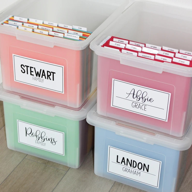 DIY Customized Milestone Organization Kit & Labels (no Box Included) I Memory Box Bin I Kids Scho... | Etsy (Global)