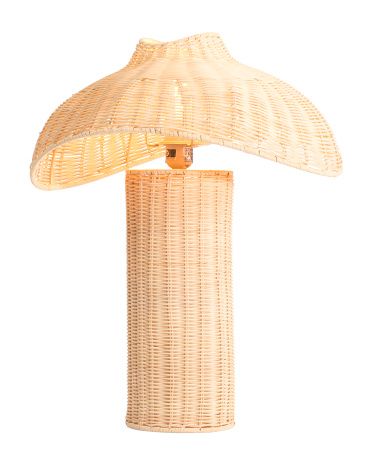 22in Ouen Woven Rattan Mushroom Lamp | Marshalls