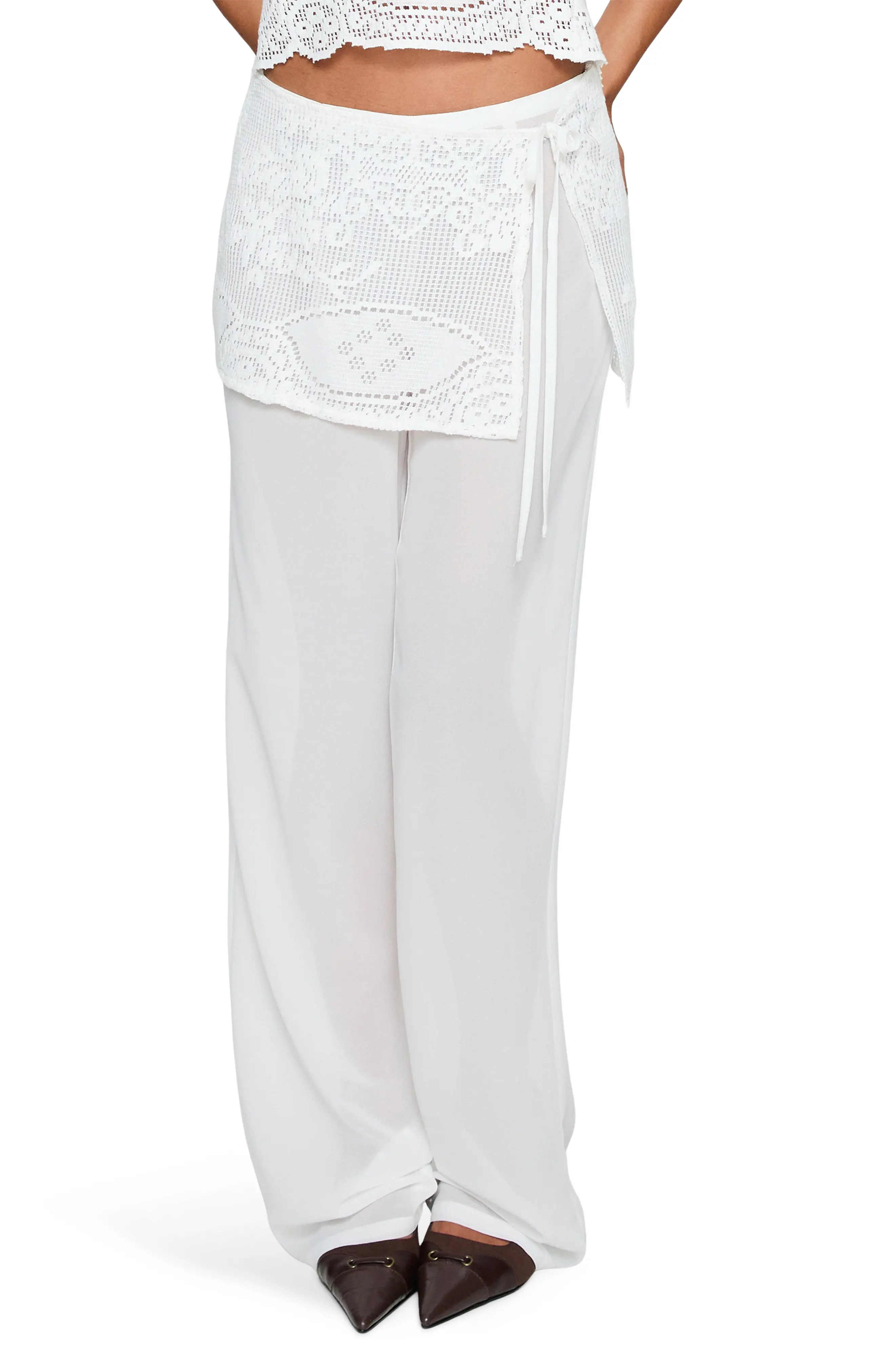 Princess Polly Claudie Layered Lace Straight Leg Pants (Women) | Nordstrom | Nordstrom