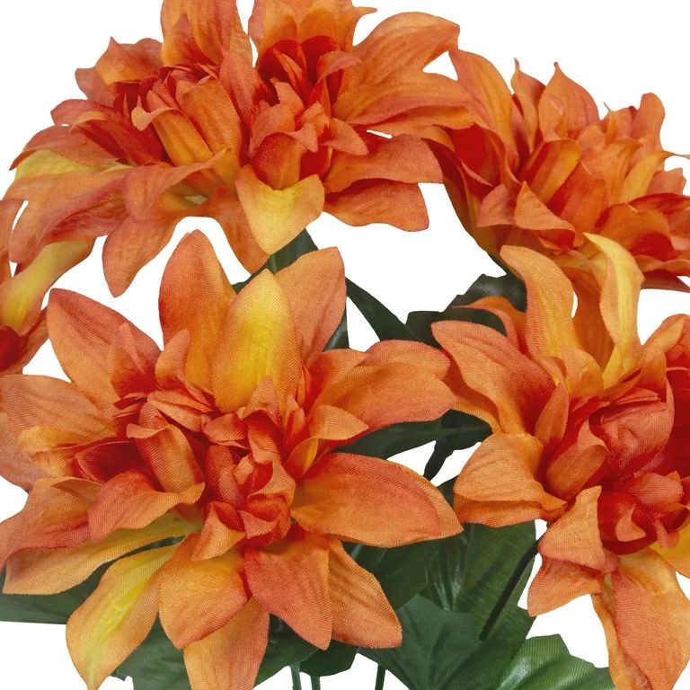 13-inch Artificial Silk Orange Dahlia Flower Pick, 5 flower heads, for Indoor Use, by Mainstays | Walmart (US)