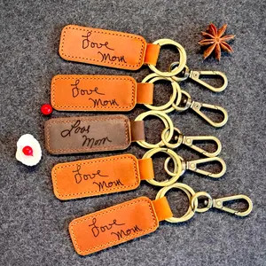 Personalized Handwriting Leather Keychain: Custom Memorial Gift | Etsy (Global)