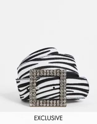 Glamorous Exclusive waist and hip jeans belt in zebra with embelllished buckle | ASOS | ASOS (Global)