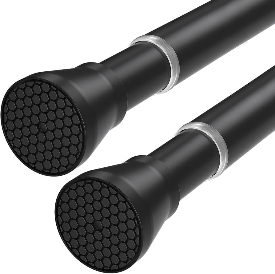 Black Tension Rods for Windows 28 to 48 Inch 2 Pack Spring Curtain Rod Tension Curtain Rod Expand... | Amazon (US)