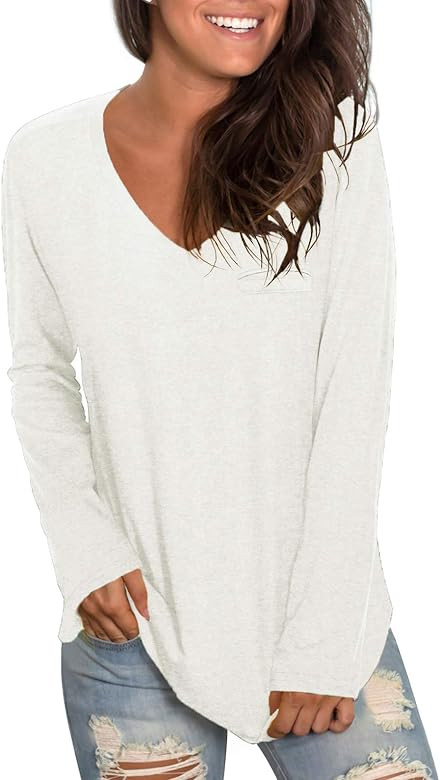 Sieanear Womens Tops Summer Short Sleeve V Neck T Shirts Casual | Amazon (US)