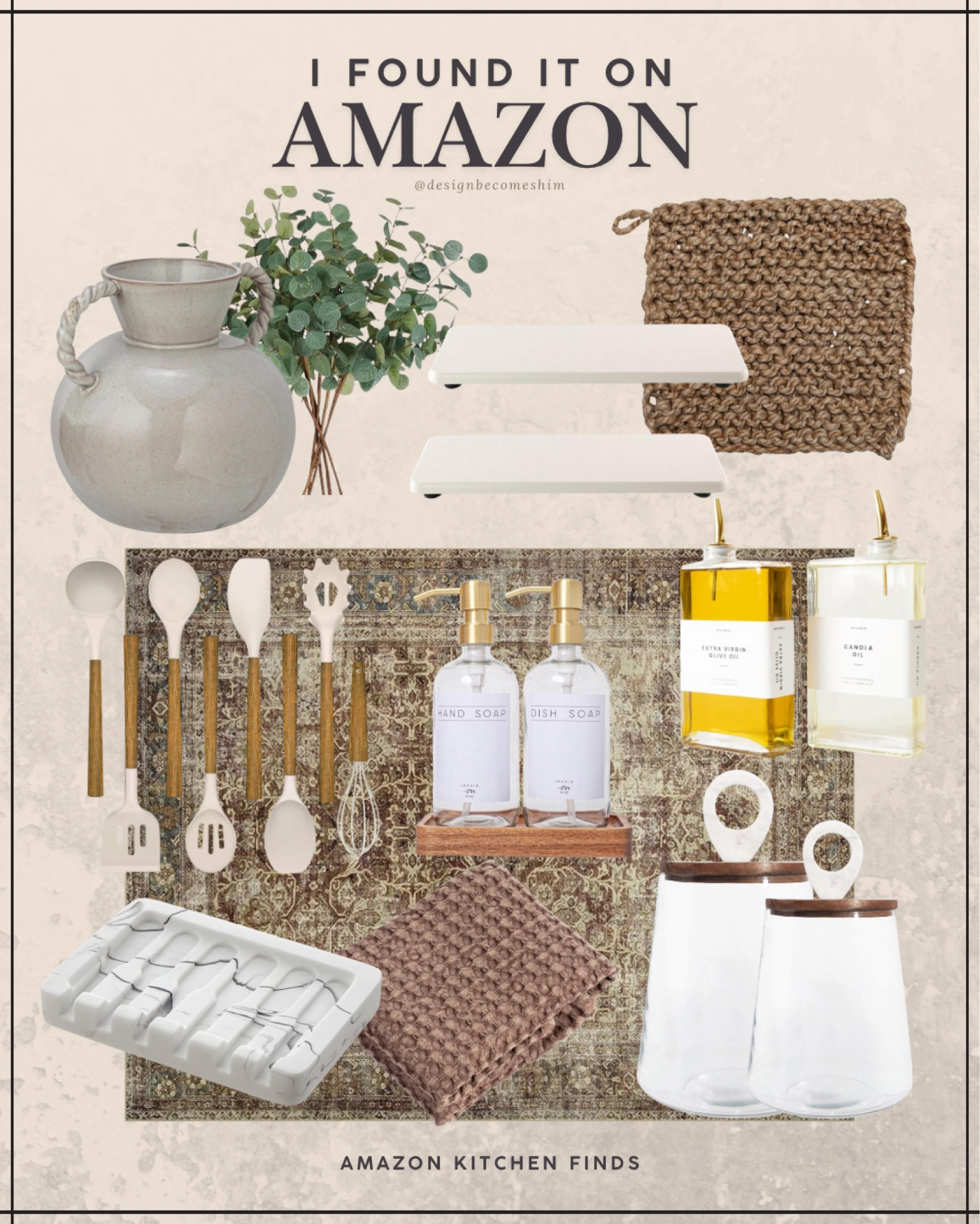 More Amazon finds for you!

Kitchen, soap dispenser, storage, vase, foliage, soap, canister, soap dish, eucalyptus

#LTKFindsUnder100 #LTKMostLoved #LTKHome