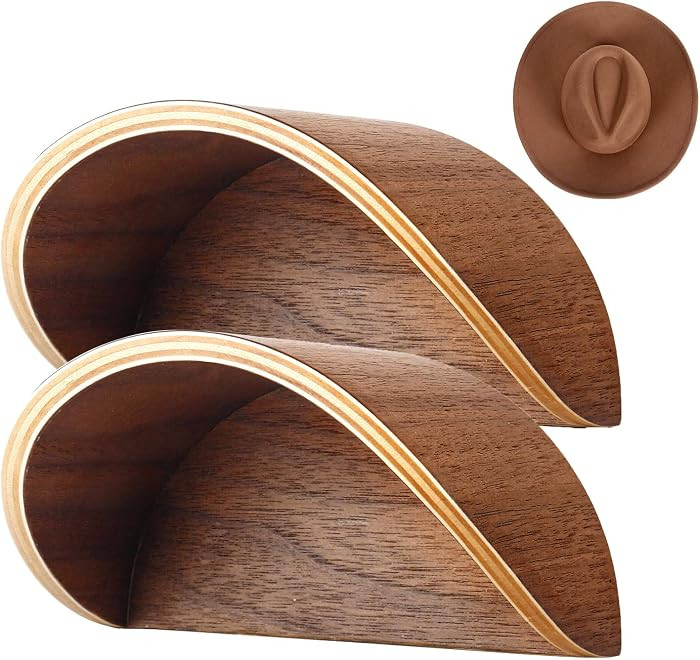 Walnut Wood Cowboy Hat Rack for Wall, 2-Pack | Amazon (US)