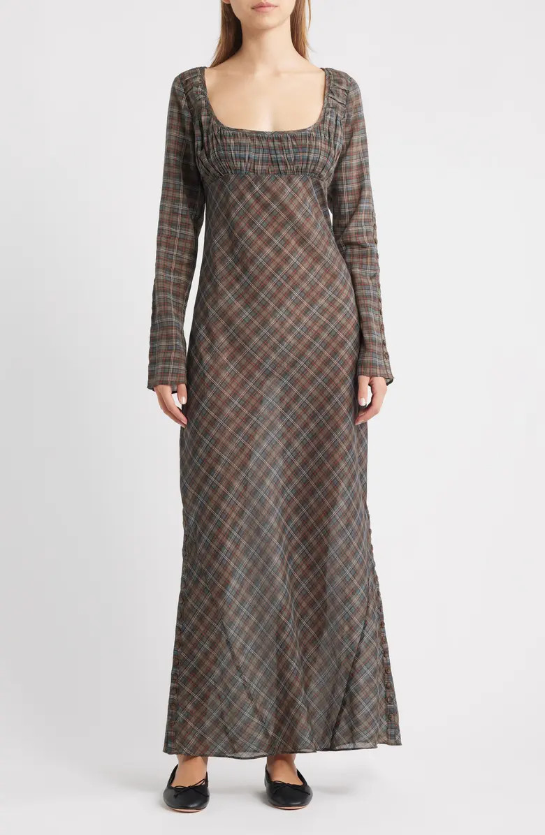 Damson Madder Marissa Sheer Plaid Maxi Dress | Nordstrom | Nordstrom