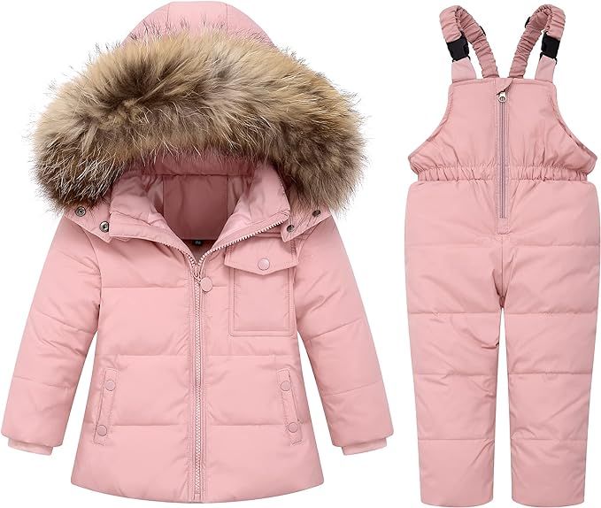 Kids Winter Puffer Jacket and Snow Pants 2-Piece Snowsuit Skisuit Set | Amazon (US)